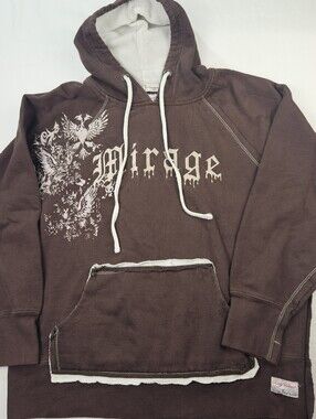 Vintage Y2K Mirage Las Vegas Men's Brown Hoodie Rag Wear Pullover 90s USA Size L